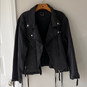 Women's Black Denim Moto Jacket
